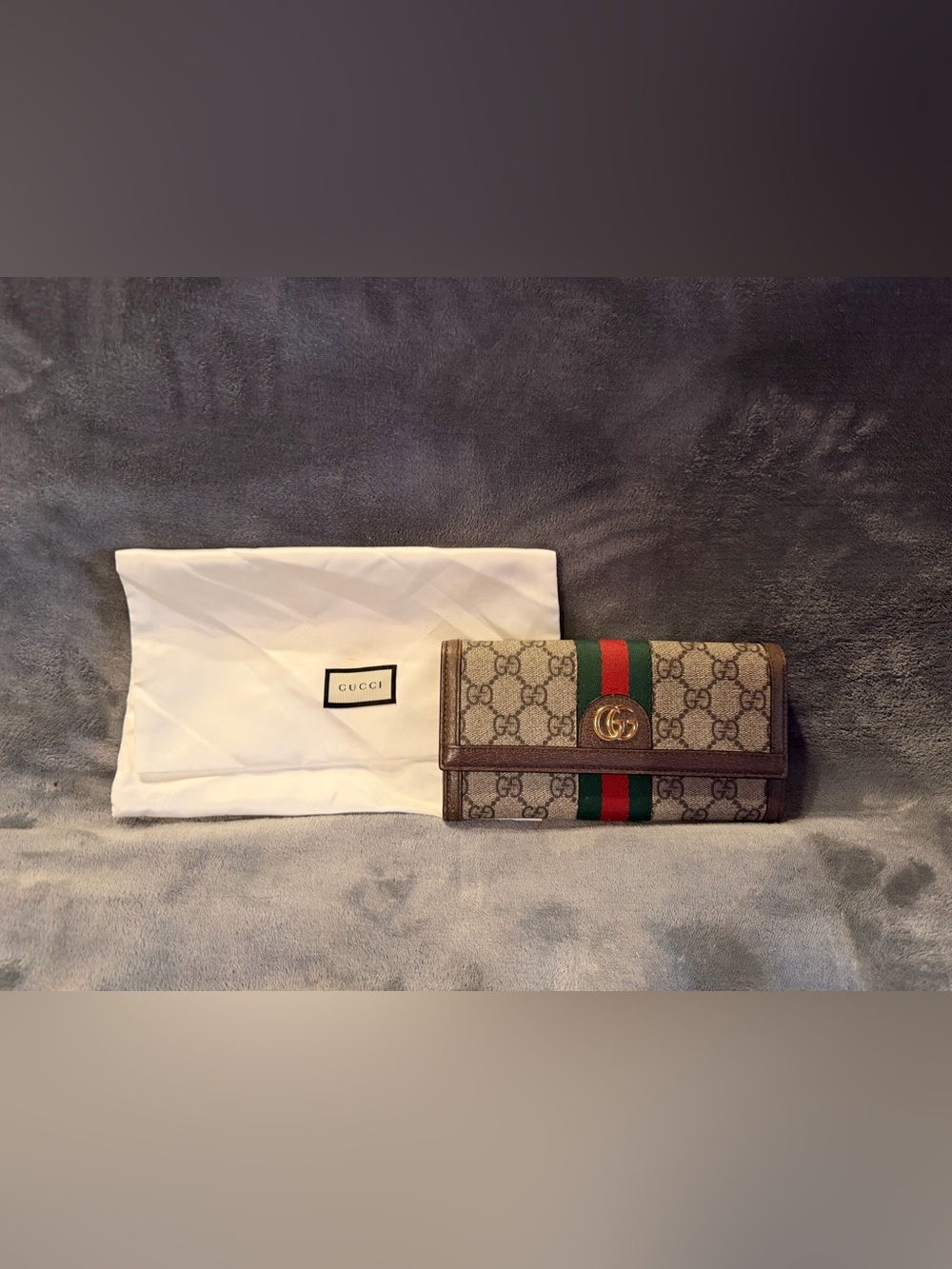 Gucci Brown Monogram Web Stripe Ophidia Continental Wallet